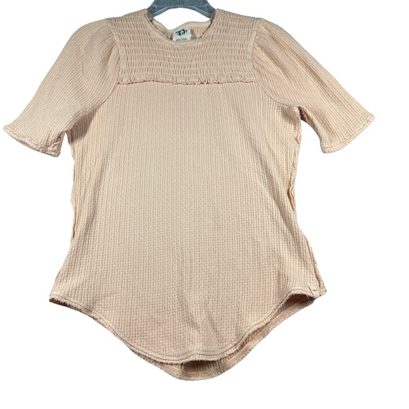 We The Free Tops - We The Free‎ Tan Puff Sleeve Smocked Blouse
